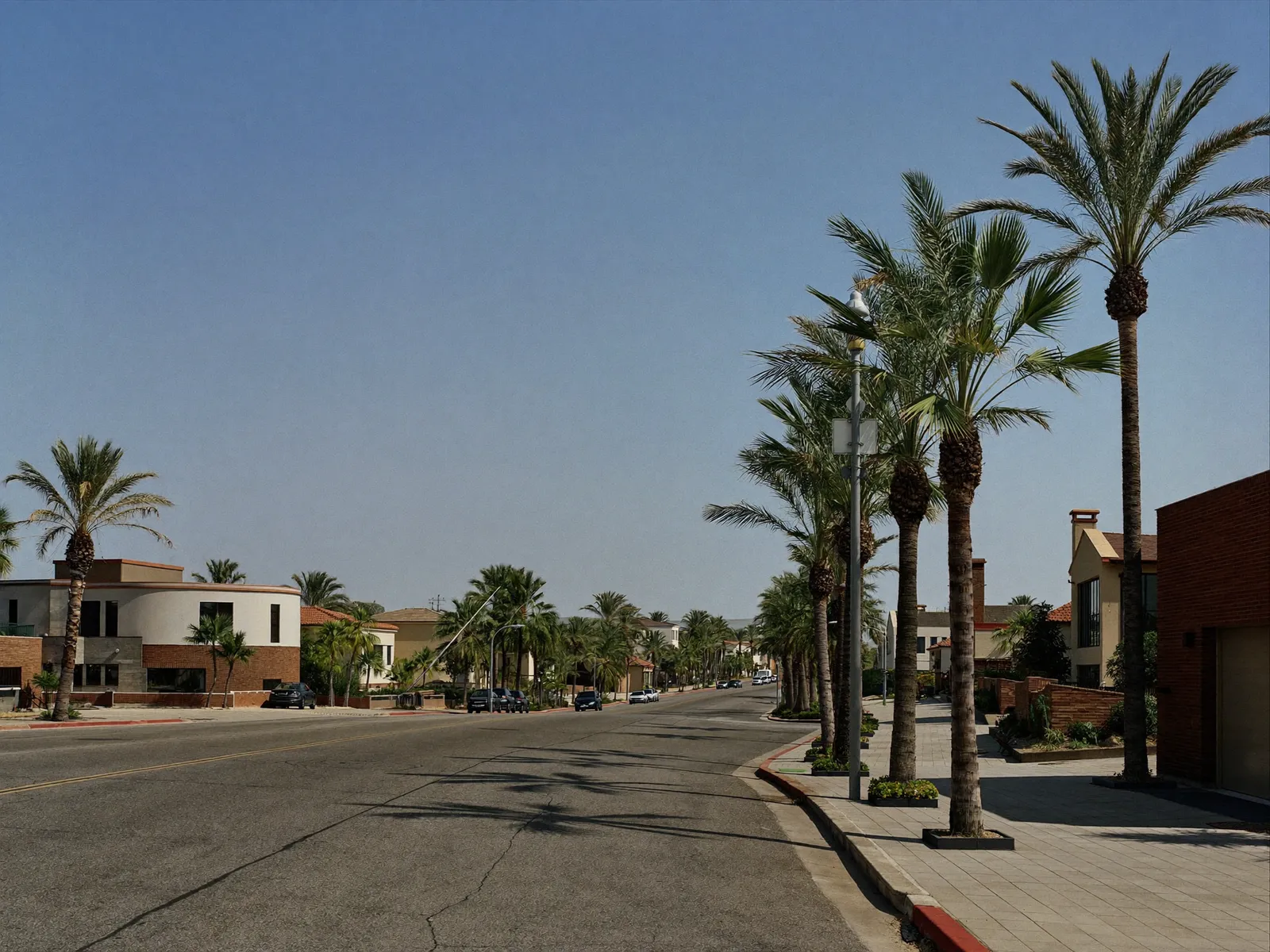 Quiet street of townhouses and villas in Jumeirah Village Triangle